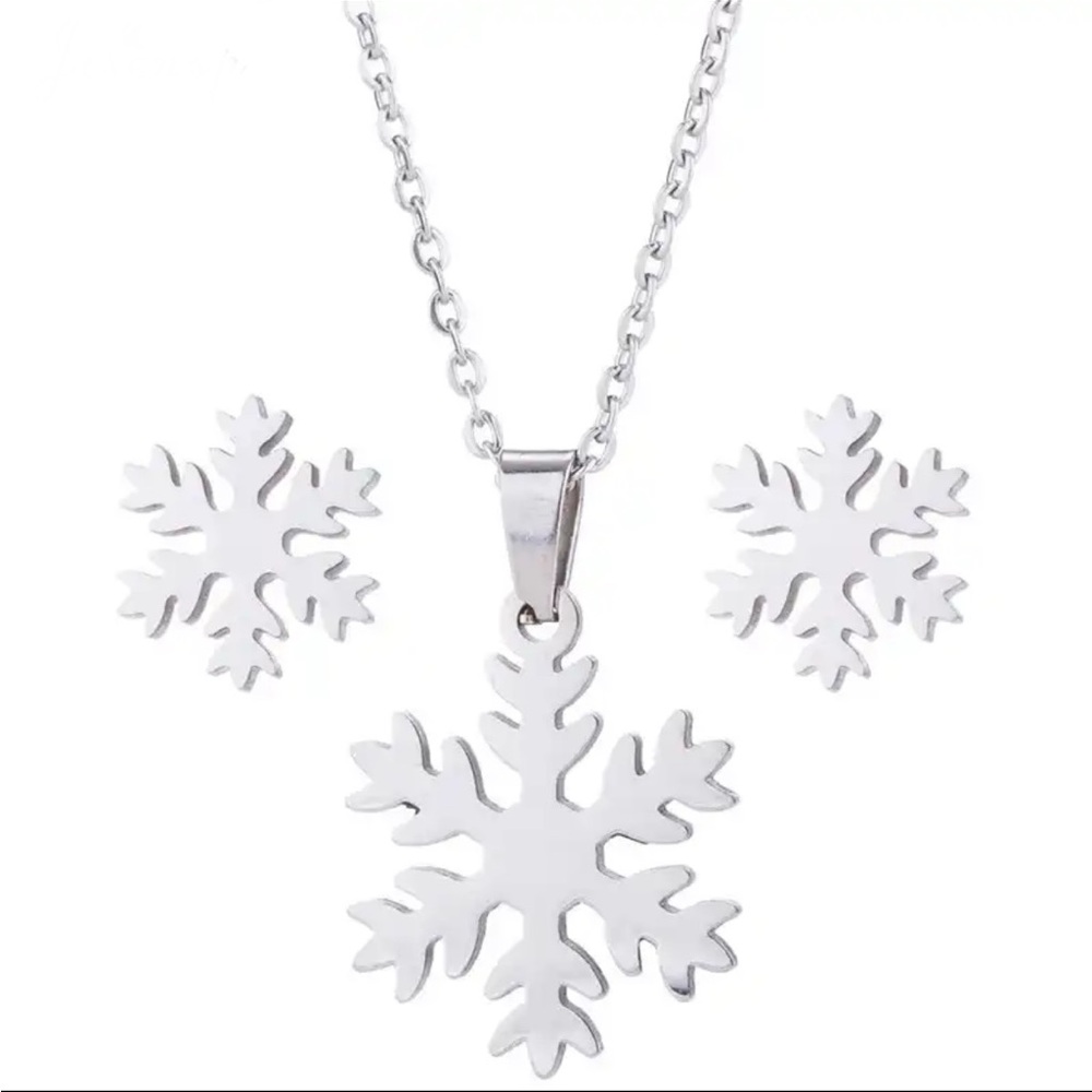 Stainless Steel Snowflake ~ Earring and Necklace Set ~ Brand New!